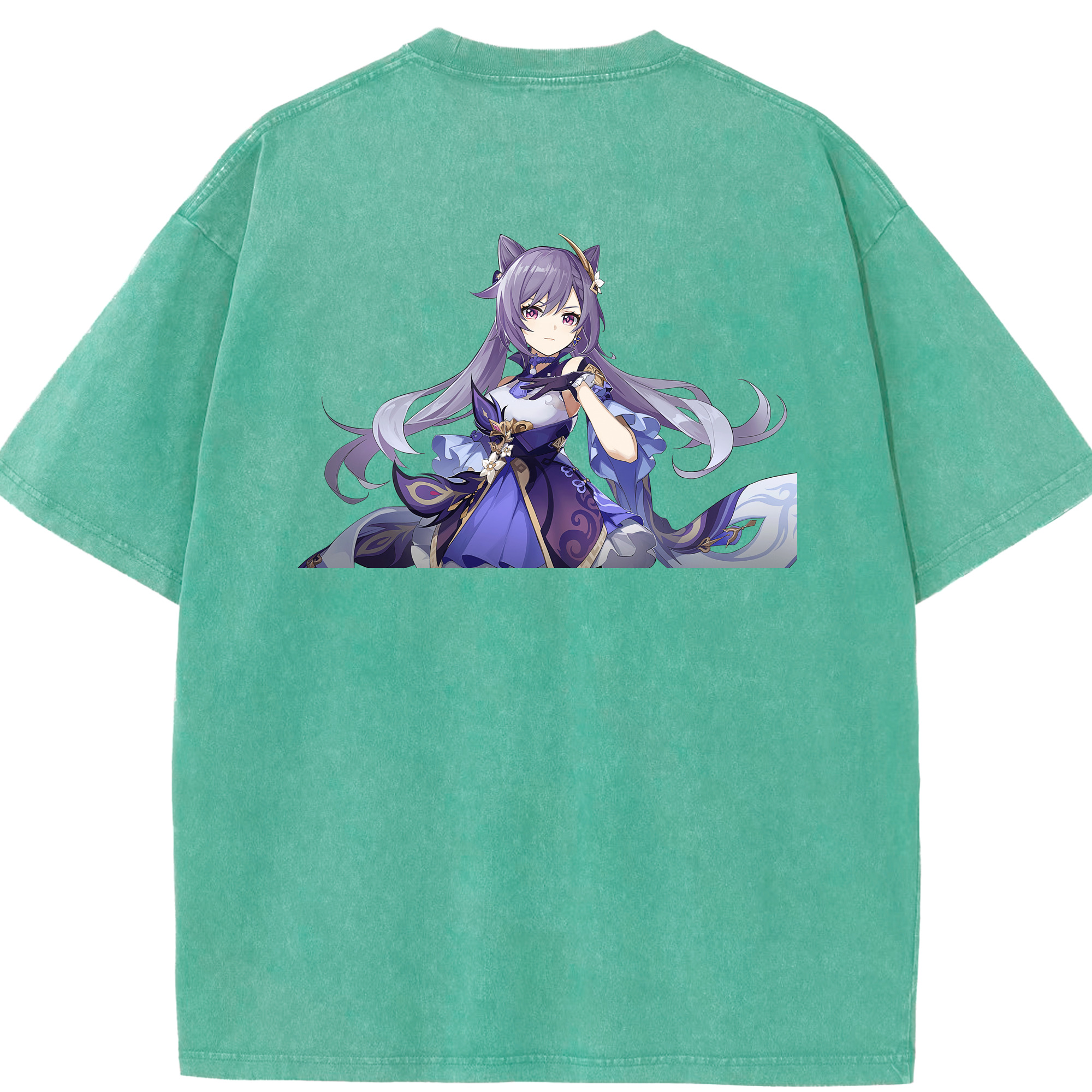 げんし神 刻晴 こくせい genshin Kokusei 綿100% ヴィンテージ風 半袖Tシャツ（背面プリント）